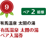 No.9 有馬温泉 太閤の湯 有馬温泉 太閤の湯 ペア入湯券 ペア2組様