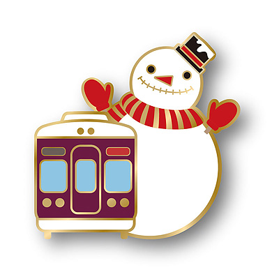 阪急沿線お買いもの散歩 Tokk Mall Hankyu Densha 雪だるまピンバッジ 阪急沿線お買いもの散歩 Tokk Mall Hankyu Densha 雪だるまピンバッジ